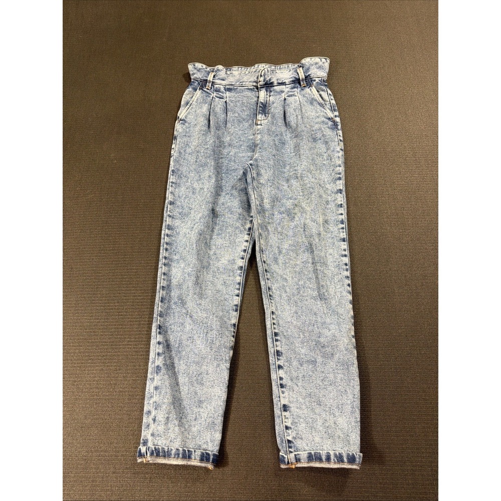 Women's SEZANE  High Waisted Pleated Tapered Denim Trouser Jeans Blue Sz 38 US 6